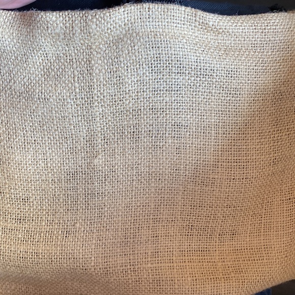 NWOT Clutch Crossbody 46” Braided Strap Burlap and Black Denim Bag Turtle Button - Picture 12 of 16